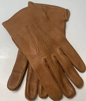 Vintage Men’s Native Deerskin Leather Gloves Size XL/SZ 7 Tan Brown Driver Style • $39.95