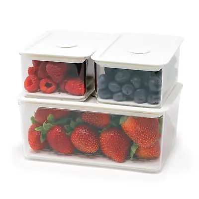 Refrigerator Organizer Bins With Removable Drain Tray For Fruits And Vegetables • $15.99