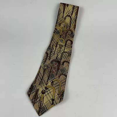 Vintage Polo Ralph Lauren Walking Canes Argyle Plaid Tartan Silk Men's Neck Tie • $24.99