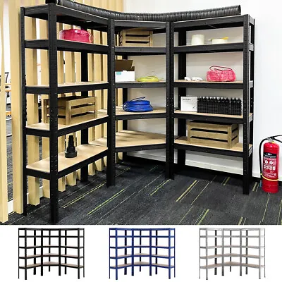 Corner Racking Bays 5 Tier Boltless Garage Shelving Unit Storage Rack Heavy Duty • £95.95