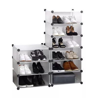 10 Tier Cube Interlocking DIY Shoe Bookcase Organizer Rack Stand Storage Cabinet • £28.95