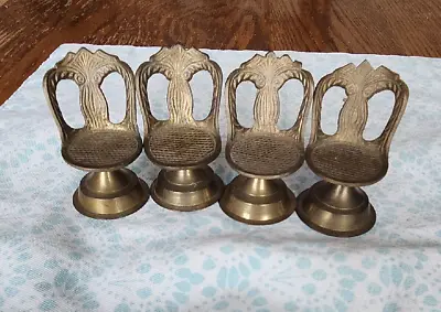 Vintage Miniature 2.5  Brass Chair Lot Set Of 4 For Dollhouse Furniture Or Décor • $14.99