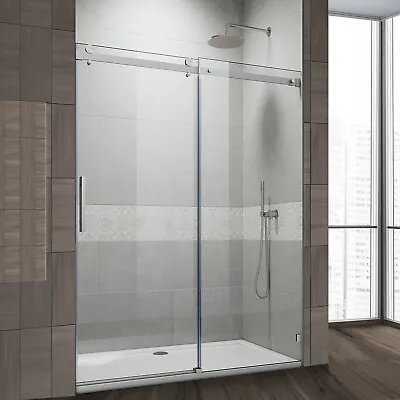 60 W X 72 H Frameless Sliding Shower Door Enclosure 5/16  Tempered Clear Glass  • $469.99