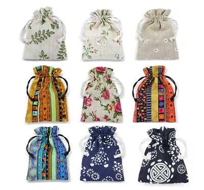 Cotton Linen Gift Bags Drawstring Jewellery Pouches Eco-friendly Wholesale • £9.57