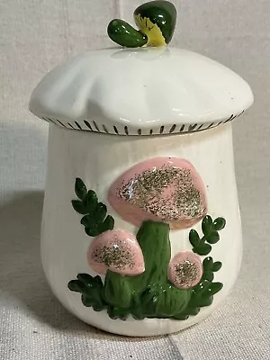 VTG Mushroom Ceramic Cookie Jar Container 60s 70s Cottagecore 7” V5145 • $18.95