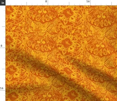 £31.85 • Buy Talavera Mexican Tile Orange Red Yellow Moroccan Spoonflower Fabric By The Yard