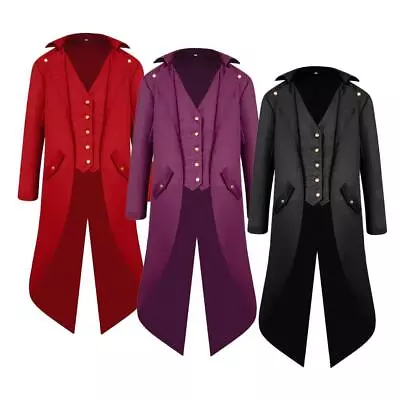 Men\'s Gothic Medieval Tailcoat Jacket Steampunk Coat • $29.39