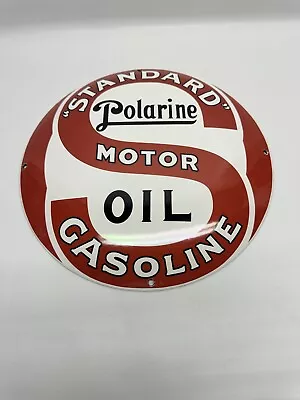 Standard Porarine Motor Oil Gasoline Porcelain Vintage Style Sign • $98.99