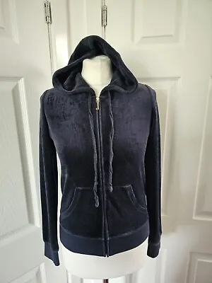 Juicy Couture Navy Zip Tracksuit Top Jacket Velour S Black Label • $37.83