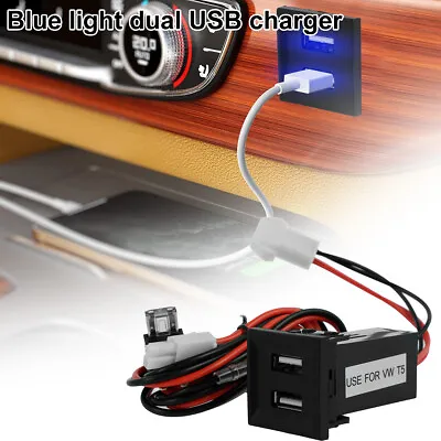 Dual USB Phone Charger Socket 5V LED Light For VW Transporter T5 2.1A Adapter⌔ • $16.69