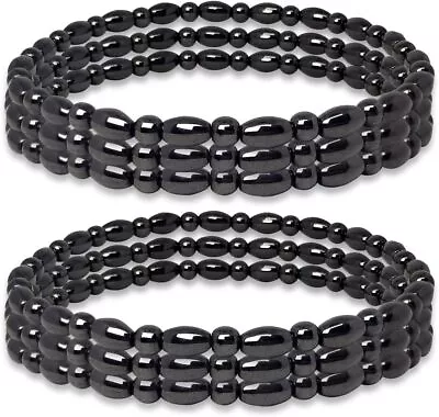 6 Pack Magnetic 6 Pack 6 Hematite Therapy Black Obsidian Anklet Set  • $35.77
