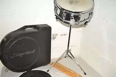 1970s Vintage SLINGERLAND 5 X14  Chrome SNARE DRUM Kit W/CASE & STAND • $199.99