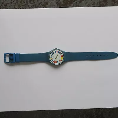 Swatch Watch 12 Flags GS101 Unisex 34mm Works Great Condition 1984 Vintage Rare • £150