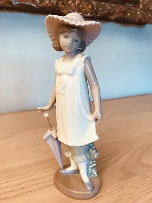 NAO Figurine Girl In Hat With Umbrella 1126 In Box Ornament • £24