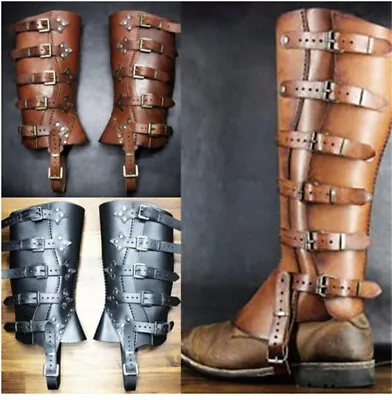 Vintage Medieval Warrior Knights Shoes Cover Long Boots Cover Gaiters Leg Armors • $25.47