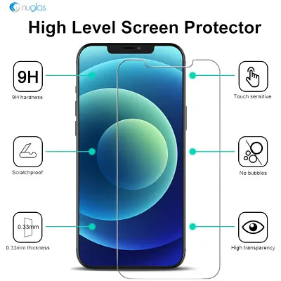 $8.95 • Buy 2x Screen Protector Nuglas Tempered Glass For IPhone 12/12 Pro With Applicator