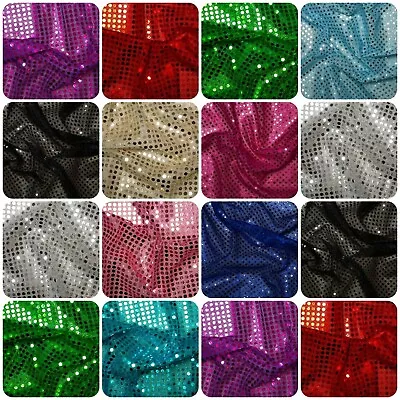 £4.94 • Buy Sequin Jersey Shiny Sparkly Nylon Fabric Fancy Dress Metallic Costume Material