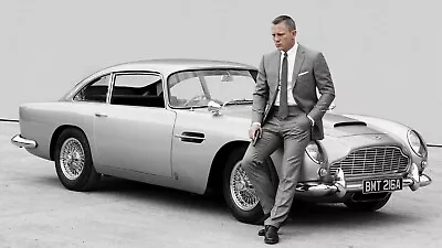 JAMES BOND 007 DANIEL CRAIG ASTON MARTIN DB5 WALL ART COVER 30x20 Inch Canvas  • £21.99