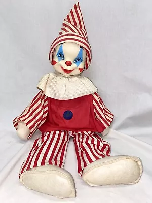 Vintage 1950s Or 60s GUND Rubber Face Cloth Clown Doll 18 Inches EC • $75