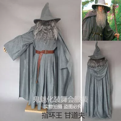 Lord Of The Rings Gandalf Full Set The Hobbit Wizard Gray Robe Cosplay Costume • £142.50