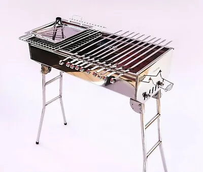 Stainless Steel Charcoal Grill Kebab BBQ Portable Mangal +10 FREE Skewers • $189.99