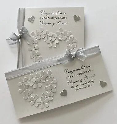 Personalised Wedding Day Engagement Card & Matching Money Gift Wallet Diamantés • £11.95