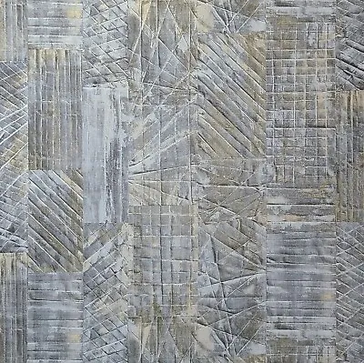 Geometry Industrial Modern Lines Gray Silver Gold Metallic Textured Wallpaper 3D • $4.44