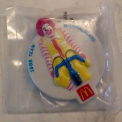 1988  VINTAGE  OLYMPIC TEAM McDONALD - CYCLING- TOY BUTTON NEW IN BAG • £9.60