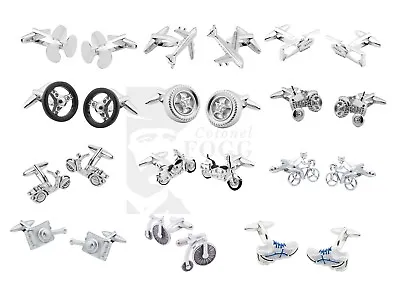 £12 • Buy Planes Trains Automobiles Helicopters And Tractors Novelty Cufflinks
