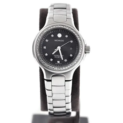NEW Movado 800 Womens Diamond Silver Watch 2600053 Swiss Quartz Custom Set Bezel • $1799