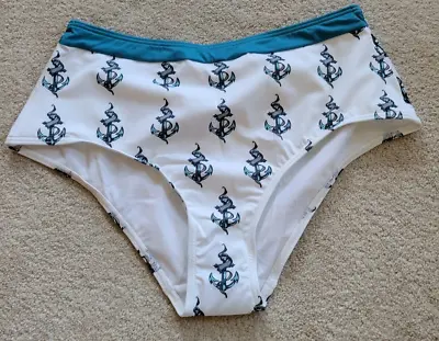 NWOT Lindy Hop Anchor High Waist Swim Bikini Bottoms XL L M Modcloth Nautical • $13.99