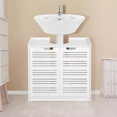 Under Sink Cabinet Unit Storage Double Doors Cupboard White Bathroom Furniture • £32.51