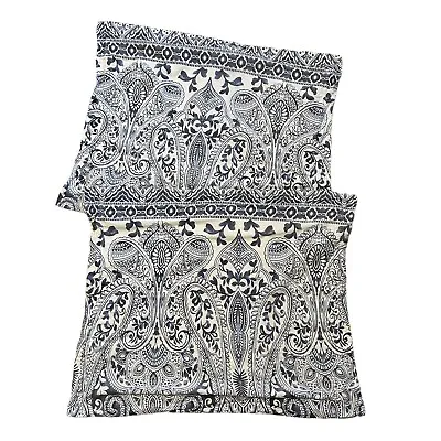 Nicole Miller Standard Pillow Case Sham Set Blue White Lot Of 2 Paisley Cotton • $14.99