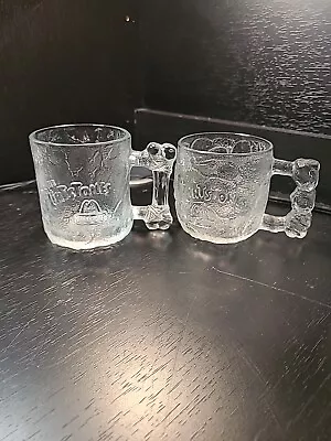 Vintage FLINSTONES McDonalds Glass Mugs-RocDonalds Set Of 2 Clear  1993 • $6