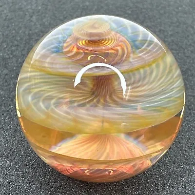 Handmade Contemporary Art Glass Marble 1.41  Triple Disc Fumicello Abstract MIB • $119.99