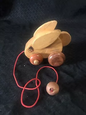 Vintage Wooden Pull Toy Rabbit Montgomery Schoolhouse 5  • $8.99