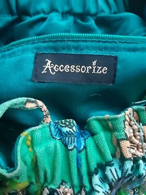 Accessorize Green Floral Canvas Bag With Embellishment • £5.50