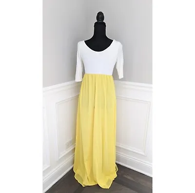Pinkblush Women's Maternity Dress Maxi - Yellow White Medium • $44