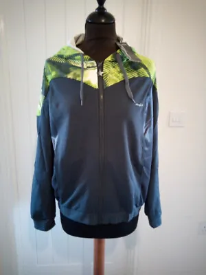 Magifit Sportswear Activewear Zip-Up Hooded Jacket Grey/Lime Green Size 16 • £11.95