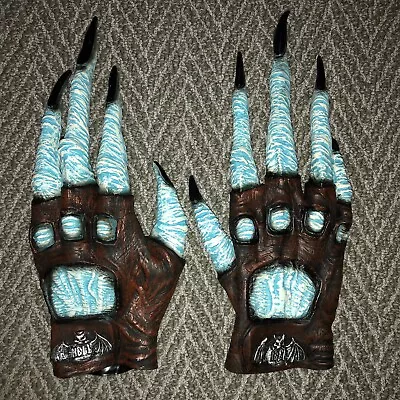 Vintage Halloween 12” HELL RIDER Gloves Latex Disguise Skeleton Hands Costume • $40