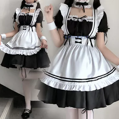 Sexy Maid Uniform Black Lolita Dress Cosplay Costume Lady Outfit Waitress Suit • $37.58