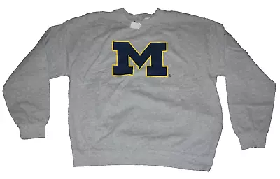 Michigan M Sweatshirt Pullover MASCOT WOLVERINES GRAY BLUE YELLOW L LG NWT • $23.99