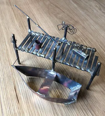 MCM Mid Century Jere Style Metal Copper/Brass Fishing BoatDock Sculpture Signed • $20