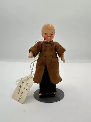 4” German Miniature Doll Painted Bisque Antique Boy Felt - Hertwig • $39