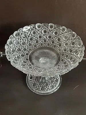 Davidson Pressed Glass Footed Compote Pedestal Bowl Hobnail 506 Pattern C 1888 • £10