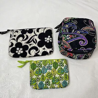 Lot Of 3 Vera Bradley Small Zip Cosmetic Bags Makeup Travel Pencil Case Floral • $15.96