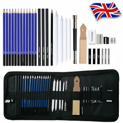 32Pcs Professional Sketching Set Drawing Art Pencils Kit Graphite Charcoal UK • £9.79
