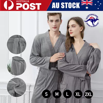 $26.45 • Buy Mens Ladies Fluffy Velvet Hooded Long Bath Robe Dressing Gown Bathrobe Sleepwear