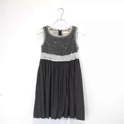 MONNALISA Girl Black Silver Formal Dress 10 Girl Kids Sequined Italy Holiday  • $48.88