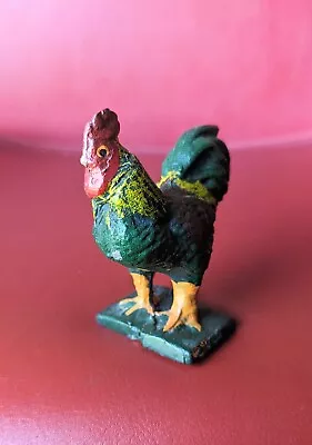 Vintage Miniature 3 ¾  Cast Iron Rooster Chicken Statue Painted Paperweight  • $18